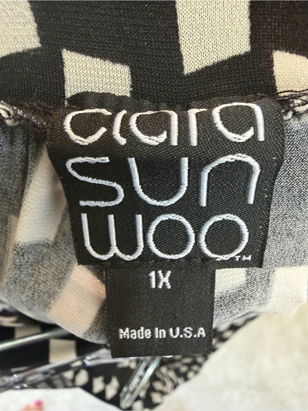 Clara Sun Woo Black & White Geometric Wide Leg Pants 1X Made in USA - Picture 11 of 11